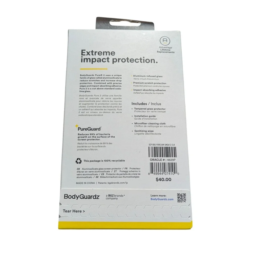 X9-N BodyGuardz‎ Pure2 Tempered Glass Screen Protector for Samsung Galaxy A12